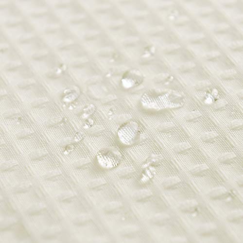 Image of Barossa Design Stall Fabric Shower Curtain Waffle Weave 54 Wide by 78 Long, Hotel Luxury Spa, 230gsm Heavy Duty, Water Repellent, Machine Washable, Spa Cream Pique Pattern Decorative Bathroom Curtain
