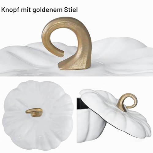 Flavehc Kürbis Dutch Oven Mit Deckel 3,8 Qt - Weißer Emaillierter Gusseisen Topf Mit Griffen für Brot Backen – Ansicht 3