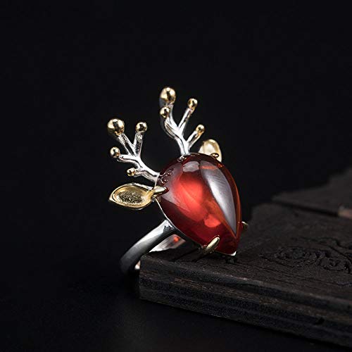 Bague ouverte pour les femmes réglable en grenat style ethnique