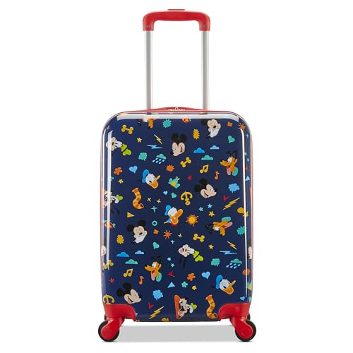 American Tourister Mickey Mouse Carry-On Luggage - Airline Approved, Durable Hardshell with Micky, Donald Duck, Pluto & Goofy - Roll Confidentially with Spinner Wheels & Colorful Adjustable Handle2