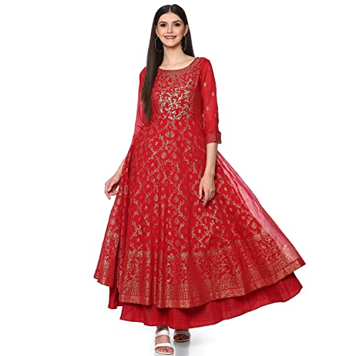 Image of BIBA Women Poly Modal Anarkali Printed Dress