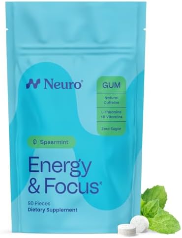 Neuro Energy & Focus Gum - 40mg Natural Caffeine Gum & Nootropic ...
