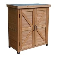 OAFNLWU Outdoor Gartenschrank aus Holz, 80 x 45 x 93 cm, Grau, Wasserfest, Höhenverstellbare Füße, 2 Türen, 2 Einlegeböden (Orange)