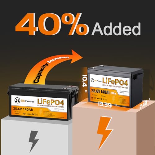 Image of 2 PACK 24V Lithium lifepo4 Deep Cycle Battery 140Ah, 4000+ Cycles, Support Series connection for 48V System,Perfect for RV,Marine,Backup power,Solar Home Off-Grid System (2PACK-24V 140AH)