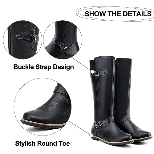 Jeossy Women's 9655 Knee High Boots Flat Riding Tall Boots with Buckle and Side Zipper4