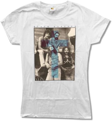 Bravado Juniors Black Sabbath"Blue Cross" White Baby Doll T-Shirt (Small) Apparel