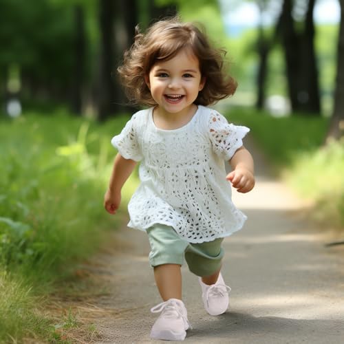 Toddler Baby Girls Boys Tennis White Walking Barefoot Slip on Shoes 18-24 Months Size 5 Wide Toe Box Summer Soft Sole Flexible Dinosaur Cheer Shoes Breathable Outdoor Soccer Rubber Sneakers3