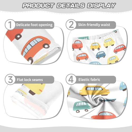 Simple Cars Girls Leggings,Workout Leggings for Girls Toddler Athletic Legging Size for 3-10T3