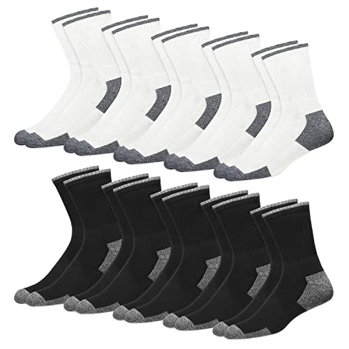 Men's Crew Socks 10-Pack Cushion Reinforced Durable Socks, Pack of 10 Pairs2