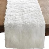 Faux Fur Design Table Runner, 15'x108', White