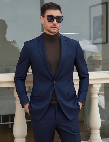 Image of Men's Turtleneck Casual Basic High Neck Long Sleeve T Shirts Half Neck Lightweight Pullover Sweater
