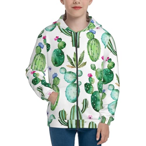 Cactus Plants1 Kid Hoodies Boys Zip Up Sweatshirts Girls Pullover with Pocket3