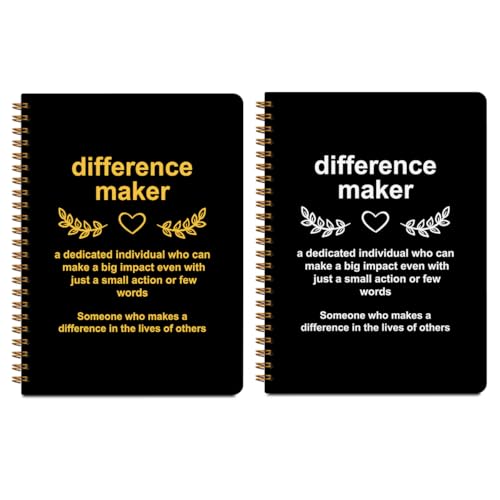 2 Pcs Difference Maker Gift Spiral Notebooks for Work, Difference