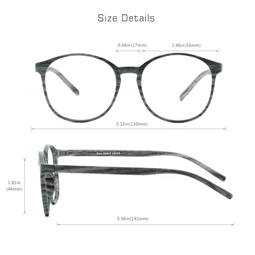 Image of VisionGlobal Blue Light Blocking Glasses for Women /Men, Anti Eyestrain, Stylish Oval Frame, Anti Glare (Wood, +0.75 Magnification)
