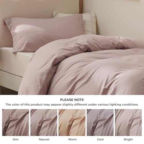 Image of Bedsure Twin /Twin XL Duvet Cover, Double Brushed Bedding Set, Dusty Rose | For Kids & Adults, 68 inchx90 inch Comforter Cover, Hotel Luxury, All Season, Breathable, Easy Care, Lightweight, Zipper Closure