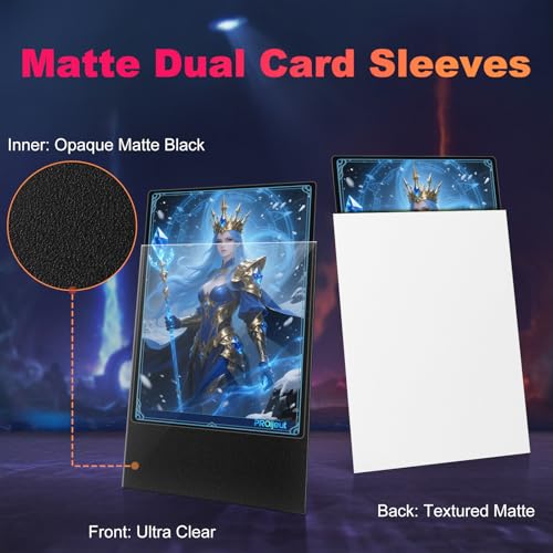 Image of 200 Pack Card Sleeves, Matte Dual Trading Card Sleeves with Opaque Back & Smooth Shuffle, Tear Resistant Card Protectors for MTG, TCG and Game Cards (Snow White)