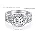 MDFUN 18K White Gold Plated Cubic Zirconia Three-in-One Halo Wedding Engagement Promise Eternity Ring for Women (8)