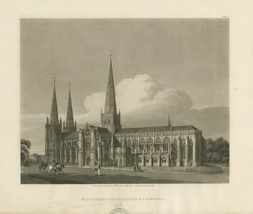 Tableau Toile Prestige de la Cathédrale de Lichfield Gravure Épurée