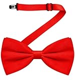 MDSTYLE Bow Ties for Men Pre-Tied Adjustable - Classic Men's Bow Tie - Tuxedo Wedding Formal Bowtie Solid Color Bowties (Red)