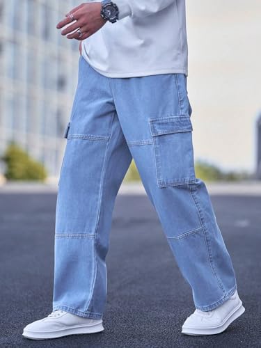 Image of TAGAS Men's Cargo Denim Pants - Baggy Utility Jeans with Multi Pockets, Relaxed Fit Jeans | Casual Workwear Pant