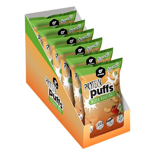 Go Fitness High Protein Snacks - Veggie Mix, 6 x 50 Gramm Packungen mit je 16g Eiweiß - Linsen Chips - Eiweißriegel alternative und herzhafter Snack