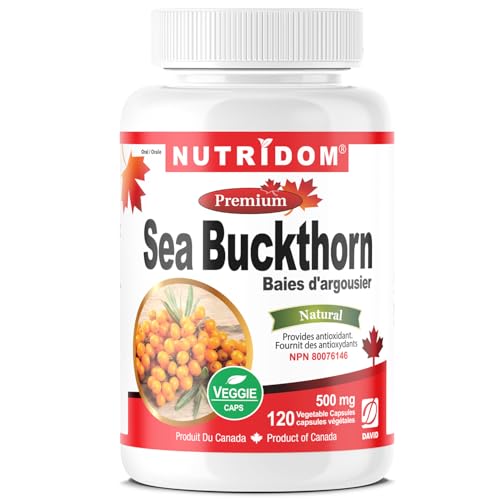 Nutridom - Nutridom Sea Buckthorn 500mg, Non-GMO, Vegan, Free of Gluten, Soy & Dairy, Provides Antioxidant (120 Veggie powder capsules)