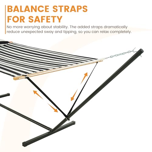 Image of Lazy Daze Double Hammock with Stand, Balance Straps & Carry Bag for Outside