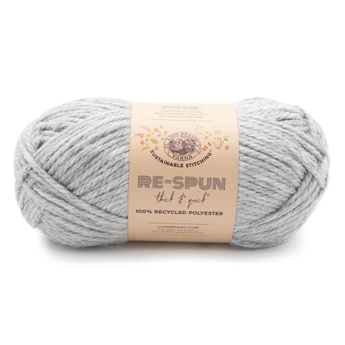 Image of Lion Brand Yarn, Re-Spun Thick & Quick Yarn, Silver, Gray, 1 Pack