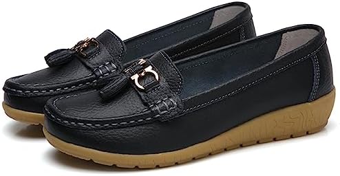 FIRST DANCE Women Penny Loafer Casual Comfort Slip on Shoes Walking Flat Driving Moccasins Wide Width Shoes Ladies(X5272black,5.5) | Image 2