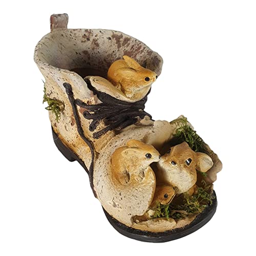 Aspinaworld Gartenfigur, Pflanzschuh mit Hasenfamilie zum bepflanzen 12 cm, Figur für den Garten, wetterfeste Deko