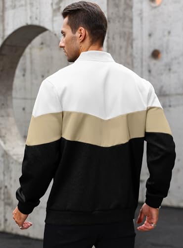 Image of HYPESTFIT Mens Lightweight Jacket Casual Bomber Jacket Color Block Varsity Coat