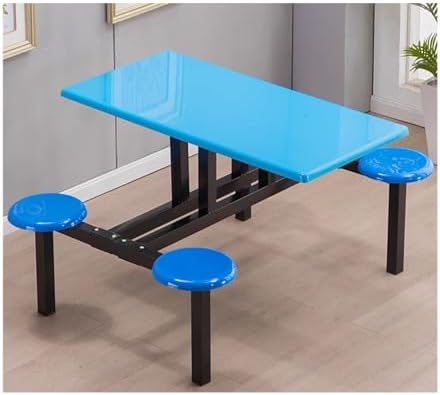 Stainless Steel Restaurant Table Set for 4, Anti-Slip Dining Table with Mat, Modern Kitchen & Living Room Furniture, Durable Canteen Table (Silver-B)