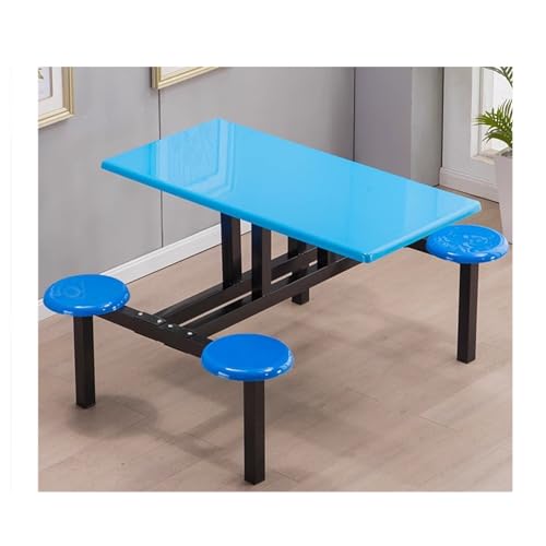 Stainless Steel Restaurant Table Set for 4, Anti-Slip Dining Table with Mat, Modern Kitchen & Living Room Furniture, Durable Canteen Table (Silver-B)