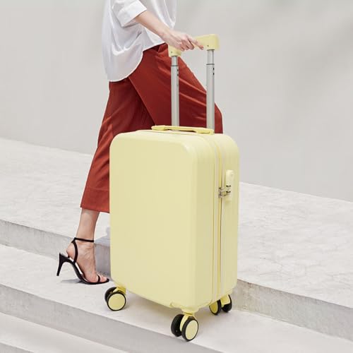 20 Inch Carry On Luggage, Light Yellow Travel Essentials Luggage Suitcase with Foldable Cup Holder, USB Charger Port, for Business Trips, Vacations, Exchange Visits, Academic Conferences4