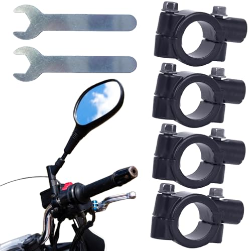 ZLXFT Soporte Retrovisor Moto,4PCS Abrazadera Retrovisor Moto,Abrazadera Montaje Espejo Retrovisor para Moto,Soporte Espejo Retrovisor de Manillar 22mm,Soporte Adaptador Montaje Abrazadera