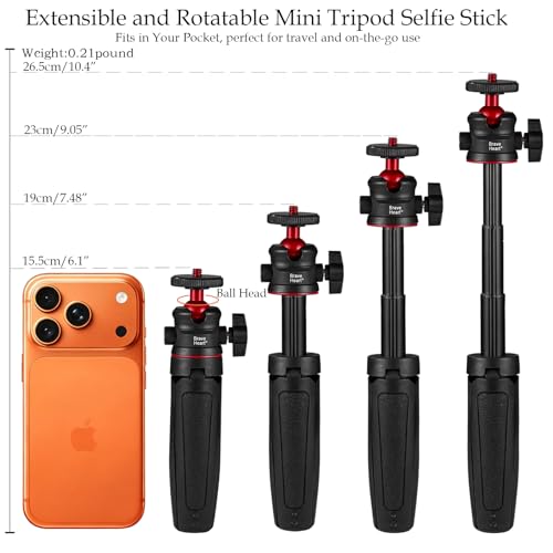 Palo selfie extensible y mini trípode giratorio 360° para móviles y cámaras 2