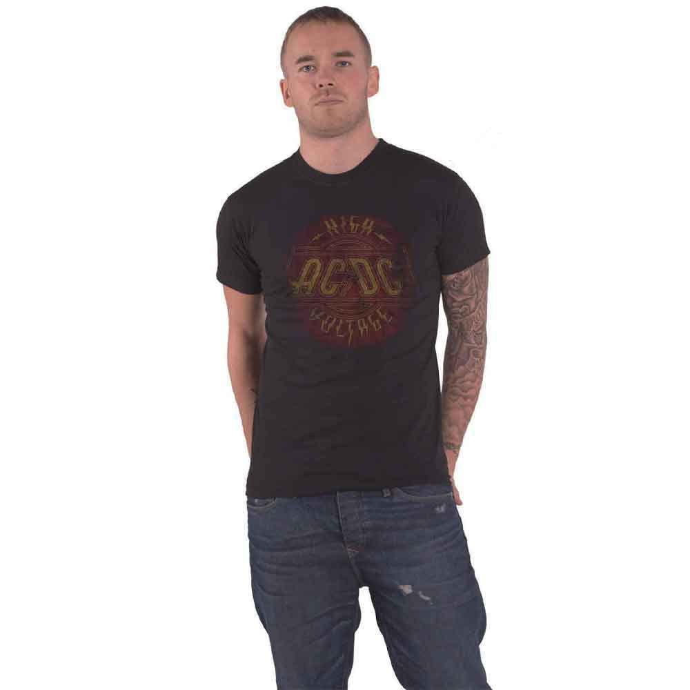 ACDC Men's AC/DC High Voltage Vintage Regular Fit Crew Neck Short Sleeve T - Shirt, Black (Black Black), XX-Large (Manufacturer Size:XX-Large)