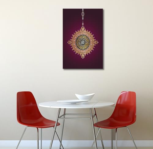 Image of Tamatina Religious Art Canvas Painting | Attributes of Allah | Islamic Unframed painting for Home decor|size - 13X9 Inches.a24