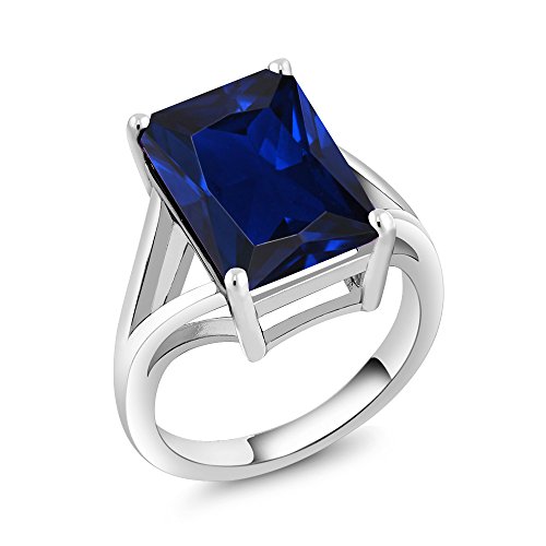 Gem Stone King 5-10 Cttw Gemstone Birthstone Solitaire Engagement Ring For Women | 925 Sterling Silver | 14X10MM Emerald Cut | Wedding Anniversary Promise Ring For Women | Available In Size 5-9