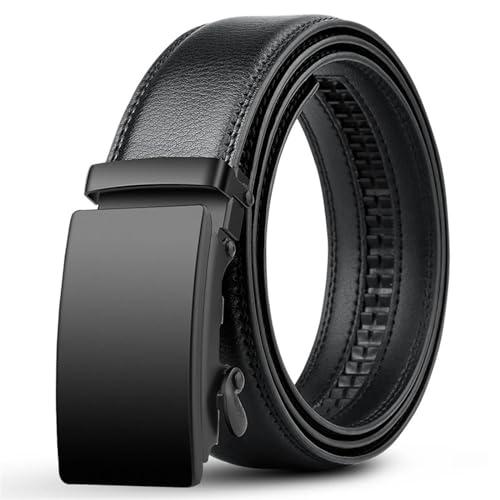 NihaoWXM GüRtel Business Gürtel Herren PU Leder Hüftgurt Schwarz Automatische Schnalle Jeansgürtel for Männer(105cm,Black)