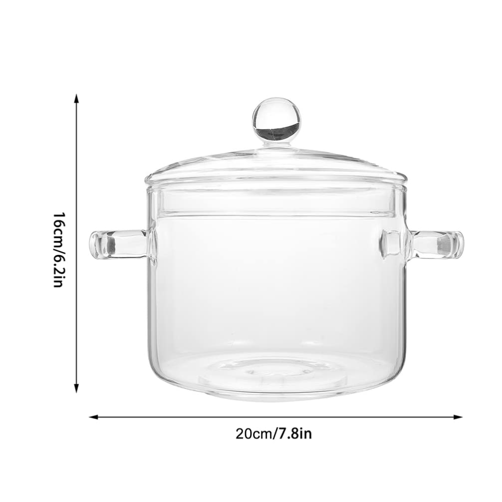 ERINGOGO 2pcs High Borosilicate Glass Cooking Pot Lid Stew and Noodle Pot for Kitchen Use - Double-ear Design for Everyday Cooking and Family Gatherings