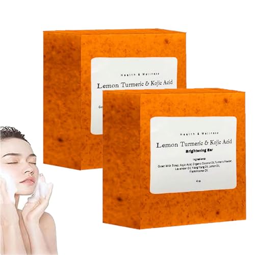 Honey Glow Limón Turmeric Ácido Kojic Acid Soap, Honey Glow Limón Cúrcuma Jabón Ácido Kójico, Jabón Iluminador de Cúrcuma Natural, Jabón de Ácido Kójico de Cúrcuma Natural (2)
