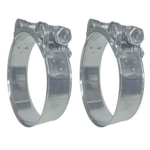 Bekelan T-Bolt Hose Clamps,80-85mm Heavy Duty Adjustable Pipe Strap Clamp, 304 Stainless Steel and Wide Band for 3.25 Radiator Hose Clamps (3.15-3.35 inch, 2 pack)