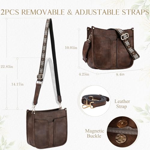 Chase Chic Crossbody Bags for Women, Vegan Leather Hobo Handbags Trendy Ladies Shoulder Bag Purse with 2 Adjustable Straps2