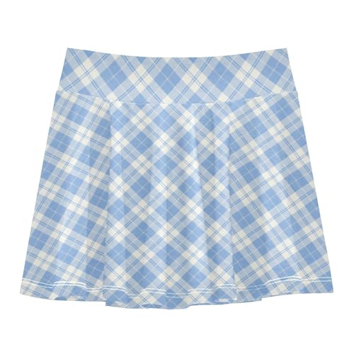 Gingham Plaid Girls Athletic Skirt with Shorts Flowy Skorts for Little Girl Cheerleading Skirts with Pockets 4-12Y