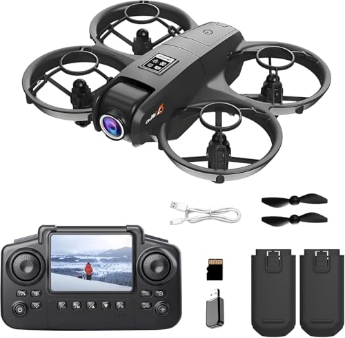 OBEST Drone With Camera 1080P Remote Control With 2.4 Inches Screen,90-Degree Adjustable Camera, Dual Cameras, Full Protection Design, 50x Zoom,3-Speed Switching