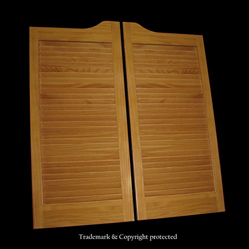 Pre-Stained (Ready To Install) Cafe Doors Louvered Pre-Fit For 30" Finished Opening | Factory Seconds :: Prolamen Anti-Warp :: Saloon Western Swinging Style Wood Bar Door #TOP1