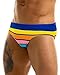 MIZOK Men's Sexy Prints Swimming Bikini Low Rise Swimwear Brief Blue L