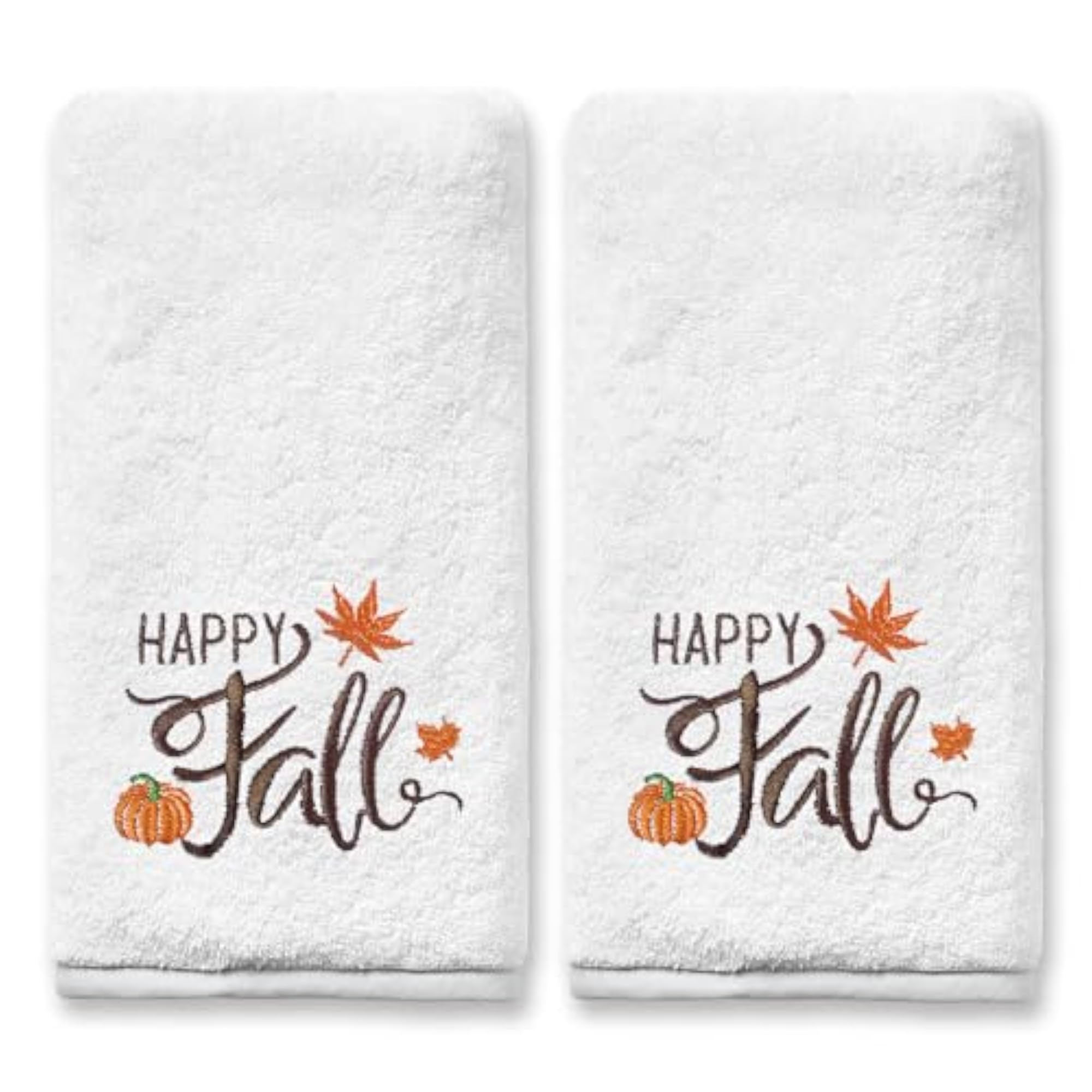 Fall Hand Towels for Bathroom Set of 2, Pumpkin Decor