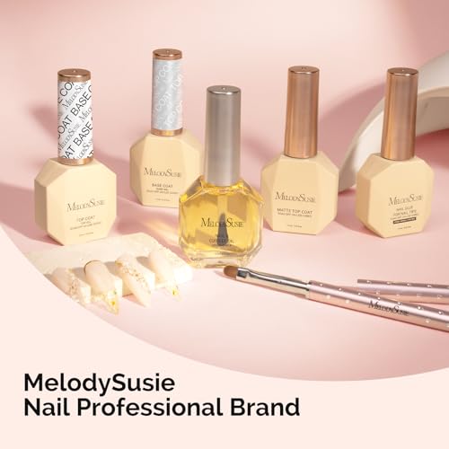 Image of MelodySusie No Wipe Glossy Top Coat Long Lasting Shine Finish Soak Off UV LED Nail Lamp Nail Polish Art Design Manicure Kit Perfect Gifts for Women Girls 2 Pcs 15ml Clear